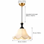 Vintage French Fabric Pendant Light | Wave Petal Lamp - Image 6