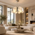 Modern Textured Glass Chandelier | Luxury Chrome Lighting - Image 2