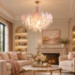 Pink Leaf Glass Crystal Chandelier | French Luxury Lighting - Image 4