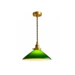 Green Glass Pendant Light | Japanese Vintage Brass Lamp