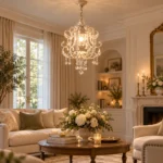 French Crystal Beaded Chandelier | Vintage White Light - Image 5